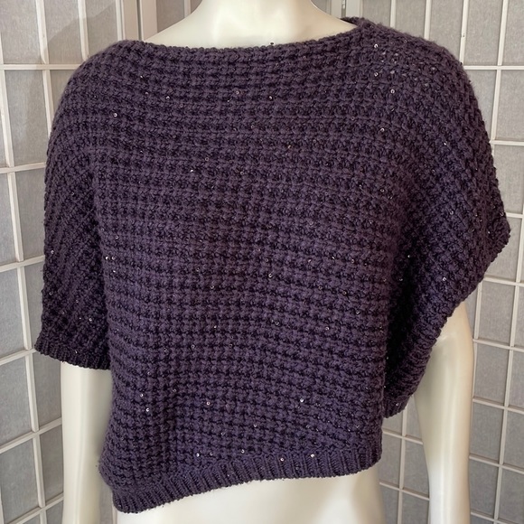 Brunello Cucinelli Cropped Purple Sequin Top Sz L - Picture 1 of 4